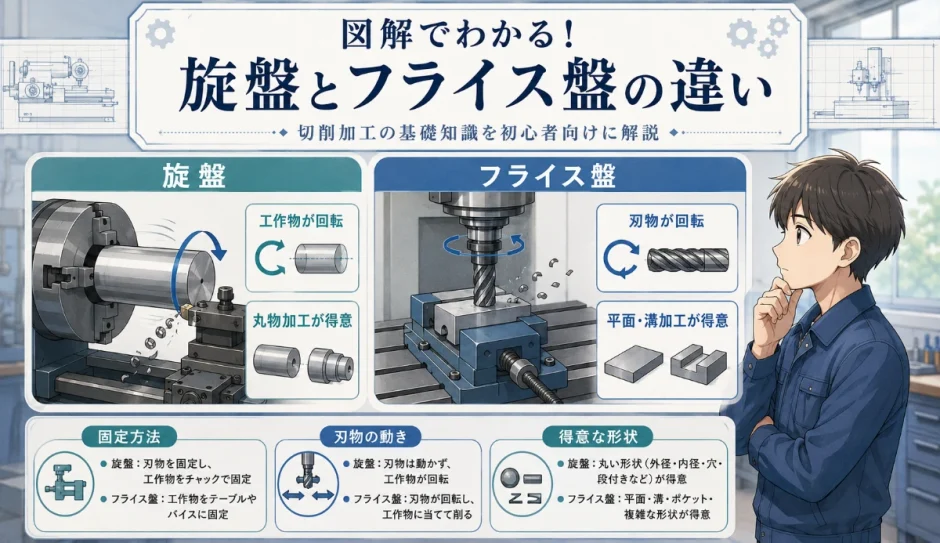 図解でわかる！旋盤とフライス盤の明確な違いと切削加工の基礎知識