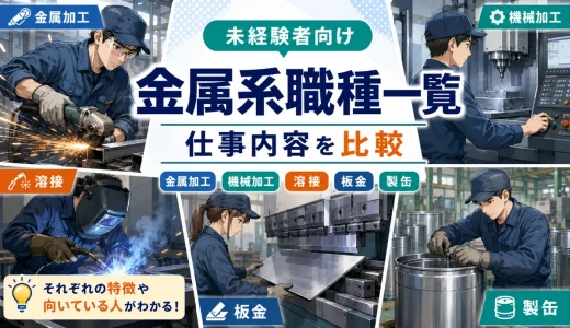 製造業の金属系職種一覧｜未経験者向けに仕事内容を比較